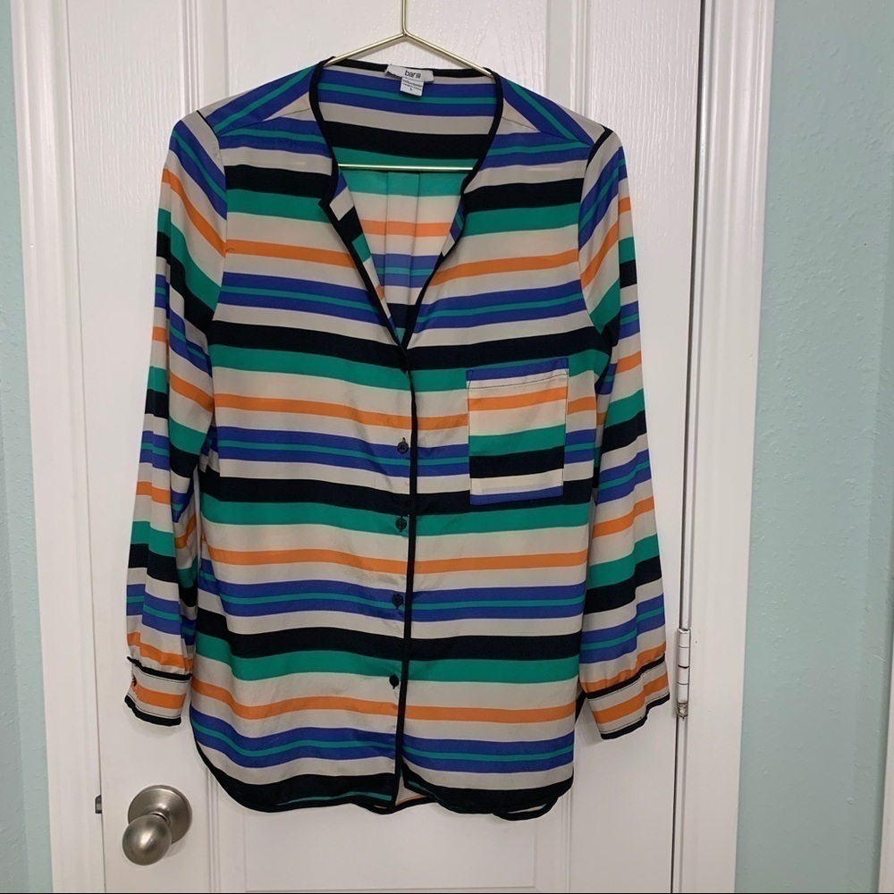 Bar III Multicolor Stripped Long Sleeve Blouse